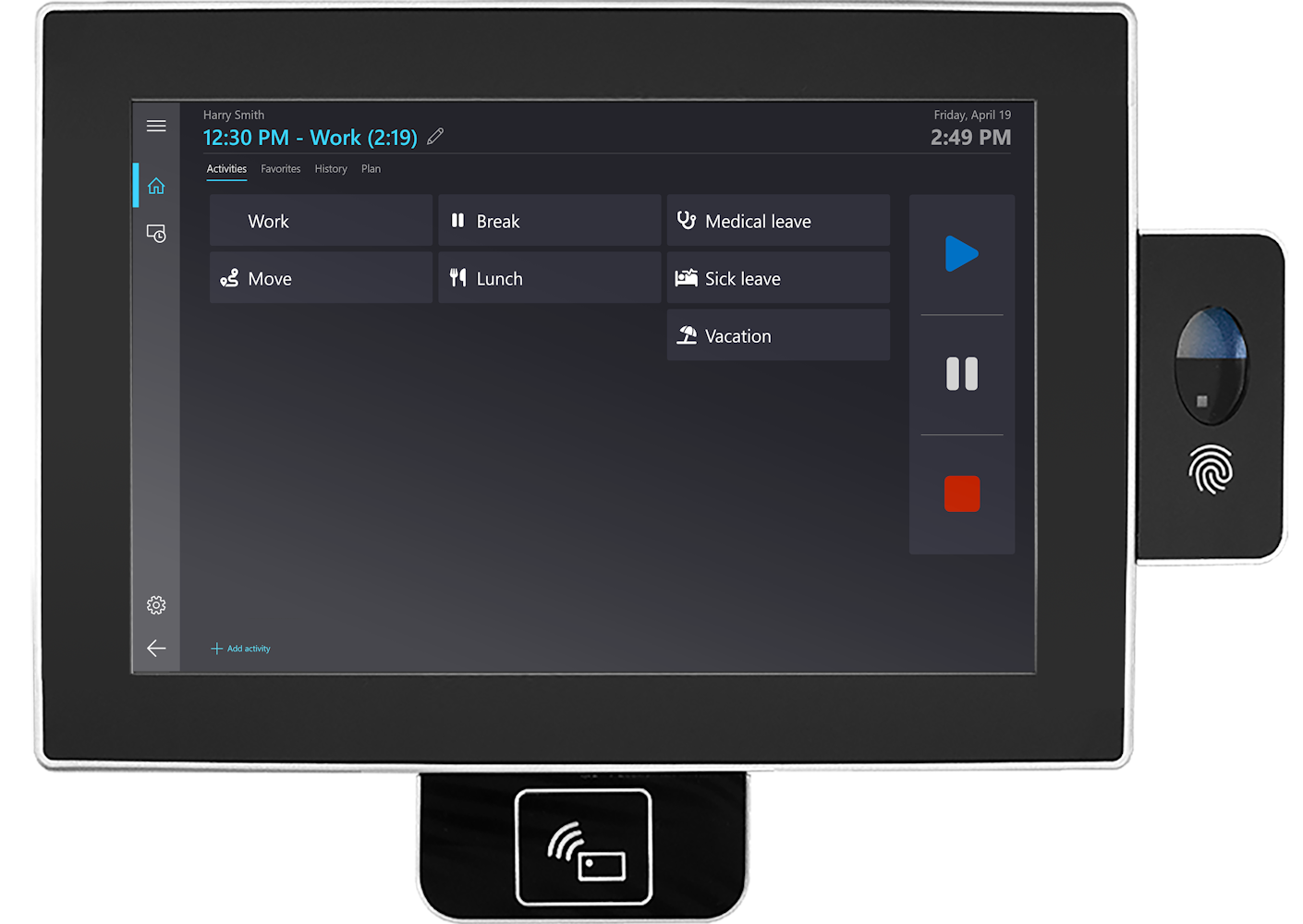 Attendance terminal for permanent workplaces